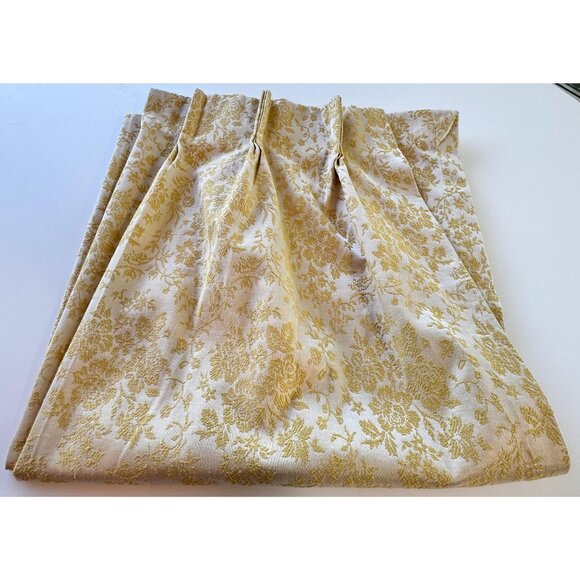 Vintage 1960s curtain, gold brocade, MCM blackout bedroom drape, Grants Fashions - Picture 1 of 10